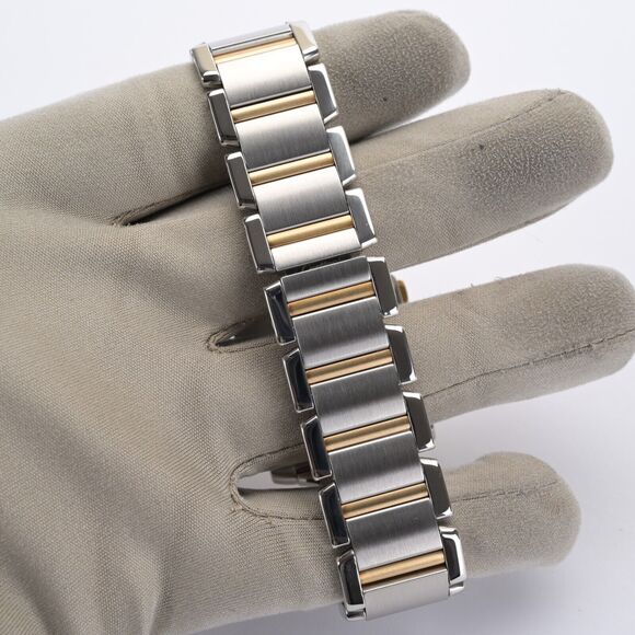 Cartier Tank Francaise Chronoflex 2303 White 18k Gold & Steel Watch - Serviced - Picture 8 of 8